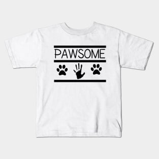 COOL PAWSOME PAW PRINT HAND DESIGN DOG CAT PET LOVERS Kids T-Shirt